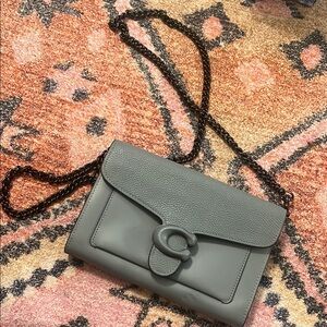 Coach Tabby Chain Clutch in Graphite Grey